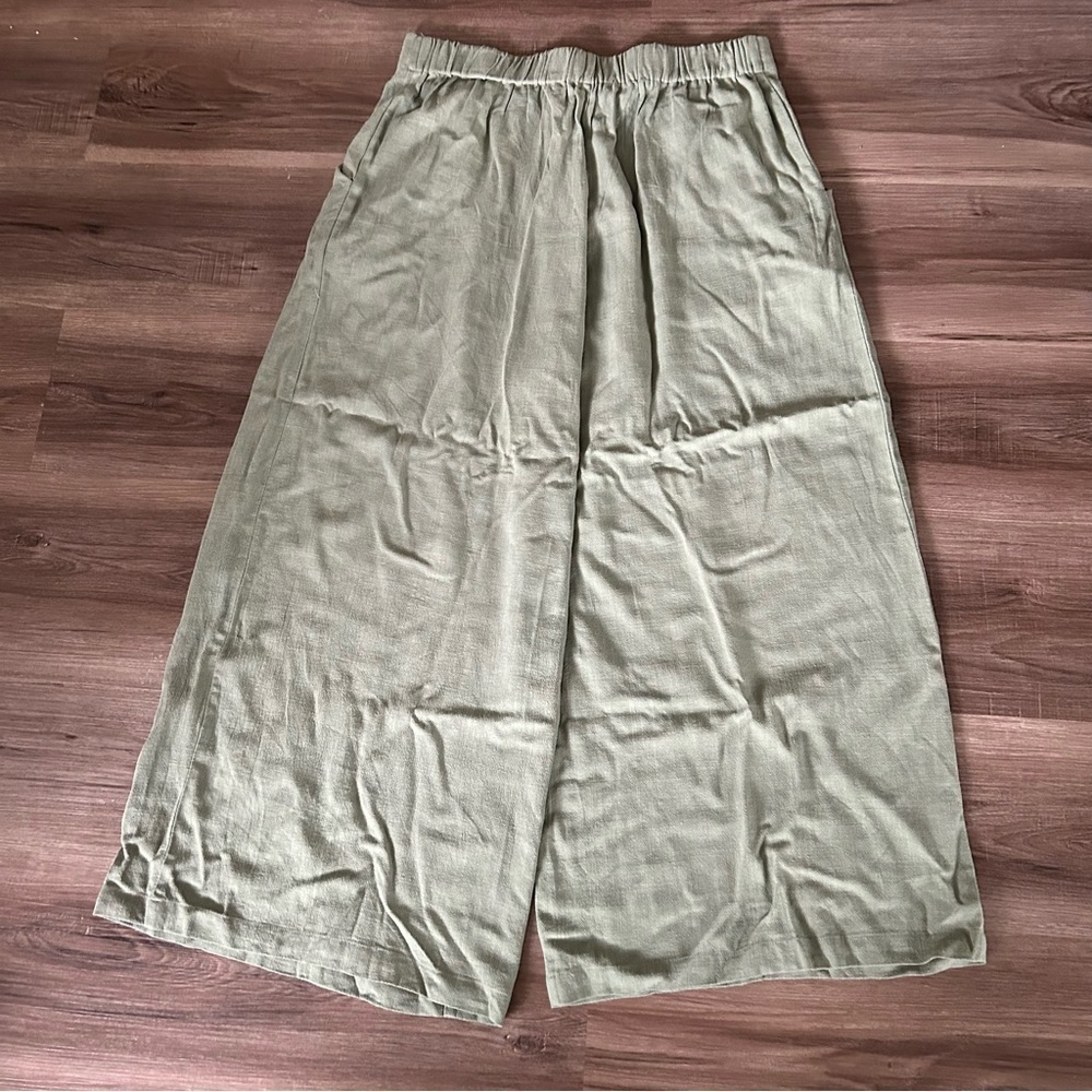 - Elodie Sage Green Wide Straight Leg Palazzo Trousers Women Size Large - Picture 6 of 7